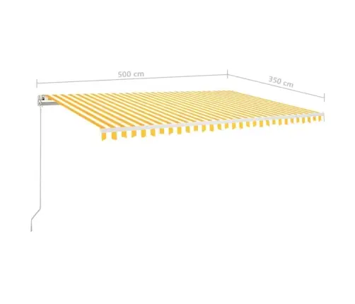 Markīze Ar Led Un Vēja Sensoru, 500X350 Cm, Dzeltenbalta Vidaxl