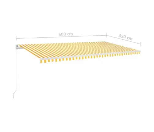 Izvelkama Markīze, 600X350 Cm, Manuāla, Dzeltena Un Balta Vidaxl