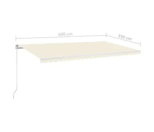 Käsitsi Sissetõmmatav Varikatus Led 600X350 Cm Kreemjas