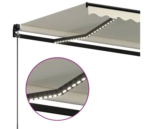 Izvelkama Markīze Ar Led, 350X250 Cm, Manuāla, Krēmkrāsas Vidaxl