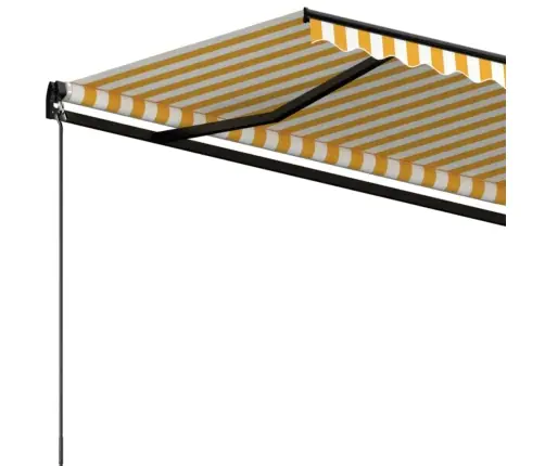 Izvelkama Markīze, 450X300 Cm, Manuāla, Dzeltena Un Balta Vidaxl