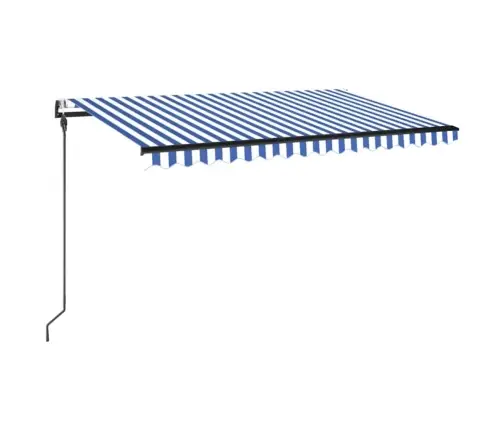 Izvelkama Markīze, Led, Vēja Sensors, 450X300 Cm, Zila Un Balta Vidaxl