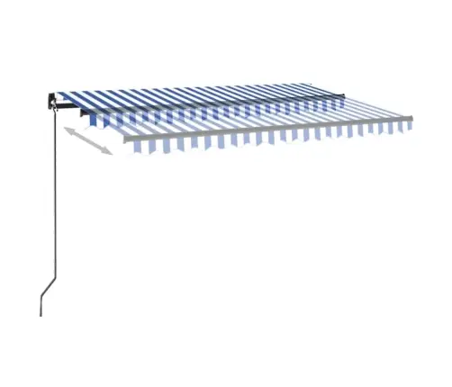 Izvelkama Markīze, Led, Vēja Sensors, 450X300 Cm, Zila Un Balta Vidaxl
