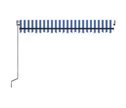 Izvelkama Markīze, Led, Vēja Sensors, 450X300 Cm, Zila Un Balta Vidaxl