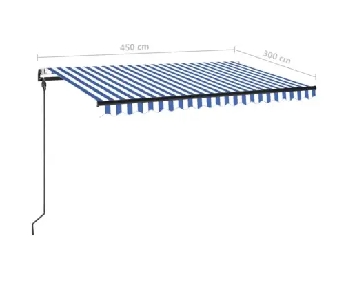 Izvelkama Markīze, Led, Vēja Sensors, 450X300 Cm, Zila Un Balta Vidaxl