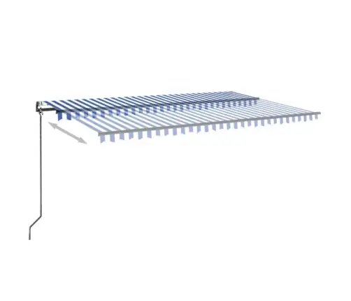 Izvelkama Markīze, Led, Vēja Sensors, Zila Un Balta, 500X300 Cm Vidaxl