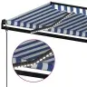 Izvelkama Markīze, Led, Vēja Sensors, Zila Un Balta, 500X300 Cm Vidaxl