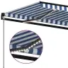 Izvelkama Markīze Ar Led, 400X350 Cm, Manuāla, Zila Un Balta Vidaxl