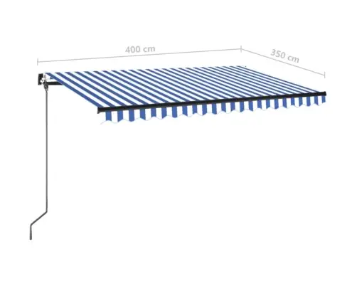 Izvelkama Markīze Ar Led, 400X350 Cm, Manuāla, Zila Un Balta Vidaxl
