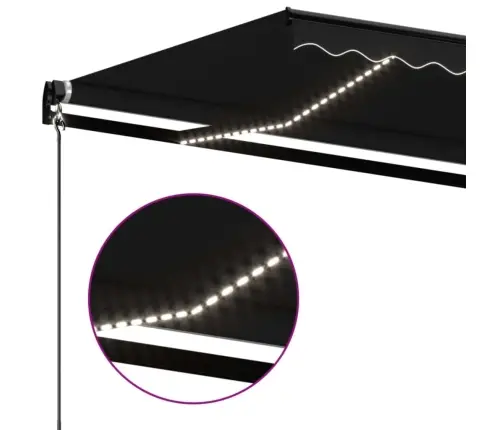 Izvelkama Markīze Ar Led, 400X350 Cm, Manuāla, Antracītpelēka Vidaxl