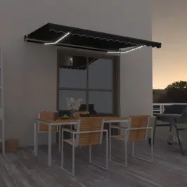 Izvelkama Markīze Ar Led, 400X350 Cm, Manuāla, Antracītpelēka Vidaxl Izvelkama Markīze Ar Led, 400X350 Cm, Manuāla, Antracītpelēka Vidaxl