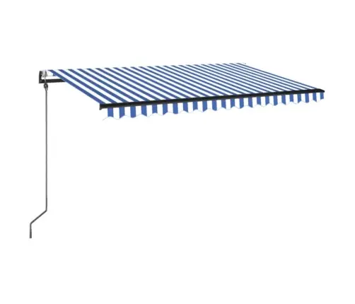 Izvelkama Markīze, Led, Vēja Sensors, Zila Un Balta, 400X350 Cm Vidaxl
