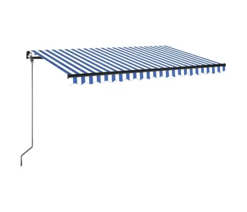 Izvelkama Markīze Ar Led, 450X350 Cm, Manuāla, Zila Un Balta Vidaxl