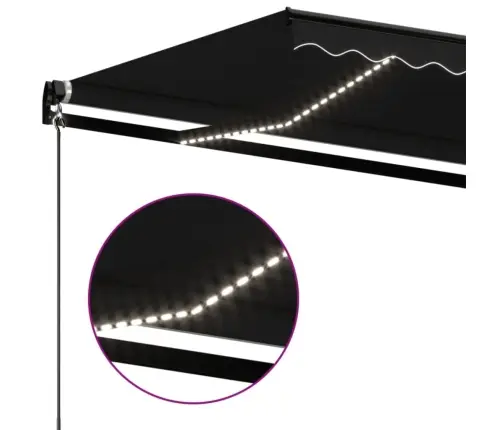 Izvelkama Markīze Ar Led, 450X350 Cm, Manuāla, Antracītpelēka Vidaxl