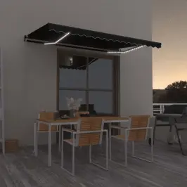 Izvelkama Markīze Ar Led, 450X350 Cm, Manuāla, Antracītpelēka Vidaxl Izvelkama Markīze Ar Led, 450X350 Cm, Manuāla, Antracītpelēka Vidaxl