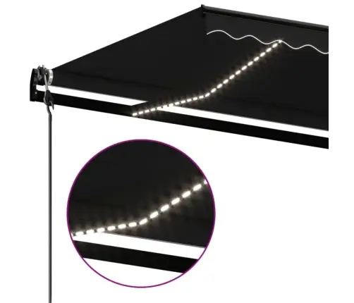 Izvelkama Markīze, Led, Vēja Sensors, Antracītpelēka, 450X350Cm Vidaxl