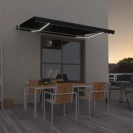 Izvelkama Markīze, Led, Vēja Sensors, Antracītpelēka, 450X350Cm Vidaxl Izvelkama Markīze, Led, Vēja Sensors, Antracītpelēka, 450X350Cm Vidaxl