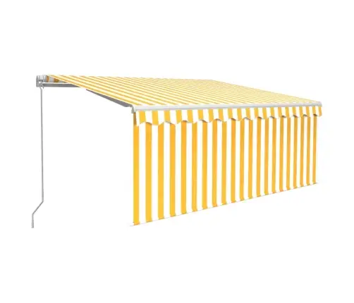 Izvelkama Markīze Ar Žalūziju, 3X2,5 M, Manuāla, Dzelteni Balta Vidaxl