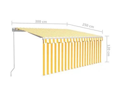 Izvelkama Markīze Ar Žalūziju, 3X2,5 M, Manuāla, Dzelteni Balta Vidaxl