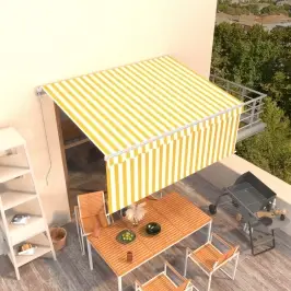 Izvelkama Markīze Ar Žalūziju, 3X2,5 M, Manuāla, Dzelteni Balta Vidaxl Izvelkama Markīze Ar Žalūziju, 3X2,5 M, Manuāla, Dzelteni Balta Vidaxl