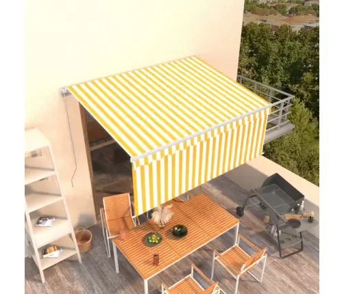 Izvelkama Markīze Ar Žalūziju, 3X2,5 M, Manuāla, Dzelteni Balta Vidaxl
