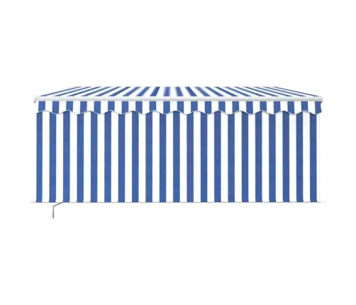 Izvelkama Markīze Ar Žalūziju, Led, 3X2,5M, Manuāla, Zili Balta   Vidaxl