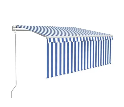 Markīze Ar Žalūziju, Led, Vēja Sensoru, 3X2,5 M, Zila Ar Baltu   Vidaxl
