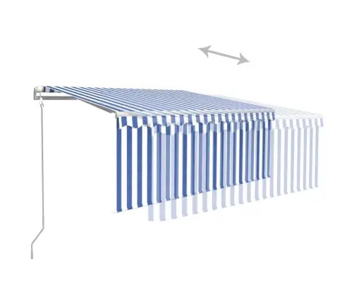 Markīze Ar Žalūziju, Led, Vēja Sensoru, 3X2,5 M, Zila Ar Baltu   Vidaxl