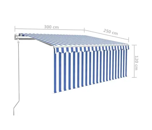 Markīze Ar Žalūziju, Led, Vēja Sensoru, 3X2,5 M, Zila Ar Baltu   Vidaxl