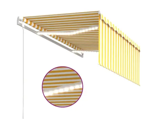Markīze Ar Žalūziju, Led, Vēja Sensoru, 3X2,5M, Dzeltena, Balta   Vidaxl
