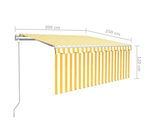 Markīze Ar Žalūziju, Led, Vēja Sensoru, 3X2,5M, Dzeltena, Balta   Vidaxl