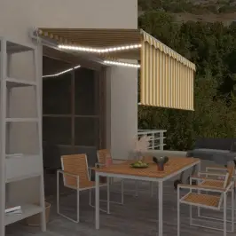 Markīze Ar Žalūziju, Led, Vēja Sensoru, 3X2,5M, Dzeltena, Balta   Vidaxl
