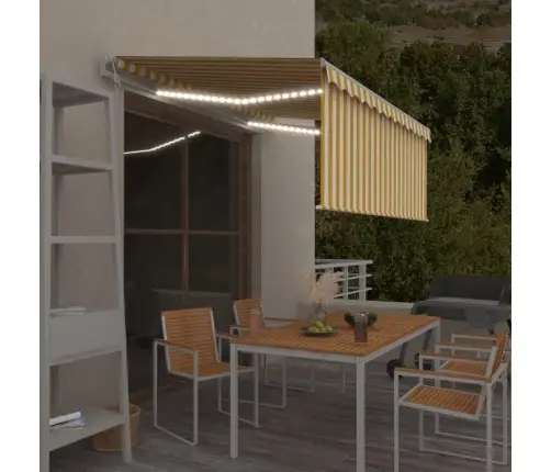 Markīze Ar Žalūziju, Led, Vēja Sensoru, 3X2,5M, Dzeltena, Balta   Vidaxl