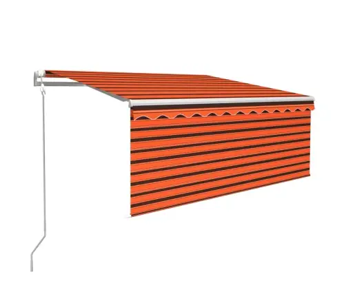 Markīze Ar Žalūziju, Led, Vēja Sensoru, 3X2,5M, Oranža Ar Brūnu   Vidaxl