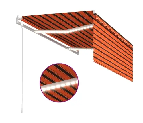 Markīze Ar Žalūziju, Led, Vēja Sensoru, 3X2,5M, Oranža Ar Brūnu   Vidaxl