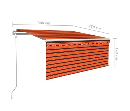 Markīze Ar Žalūziju, Led, Vēja Sensoru, 3X2,5M, Oranža Ar Brūnu   Vidaxl