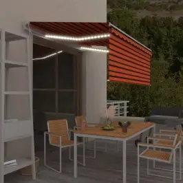 Markīze Ar Žalūziju, Led, Vēja Sensoru, 3X2,5M, Oranža Ar Brūnu   Vidaxl
