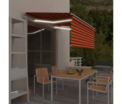 Markīze Ar Žalūziju, Led, Vēja Sensoru, 3X2,5M, Oranža Ar Brūnu   Vidaxl