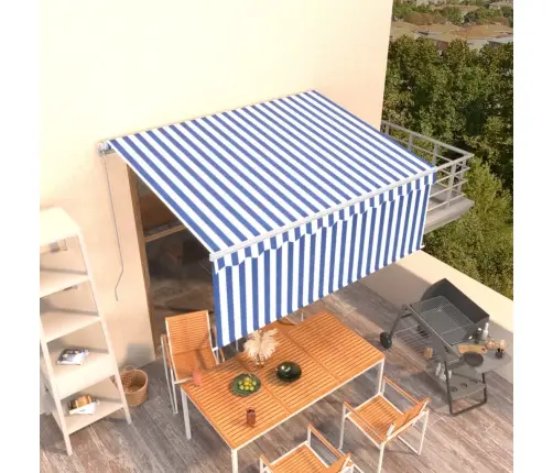 Izvelkama Markīze Ar Žalūziju, 3,5X2,5 M, Manuāla, Zili Balta   Vidaxl