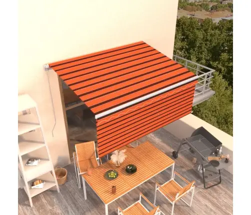 Izvelkama Markīze Ar Žalūziju, 3,5X2,5 M, Manuāla, Oranži Brūna   Vidaxl