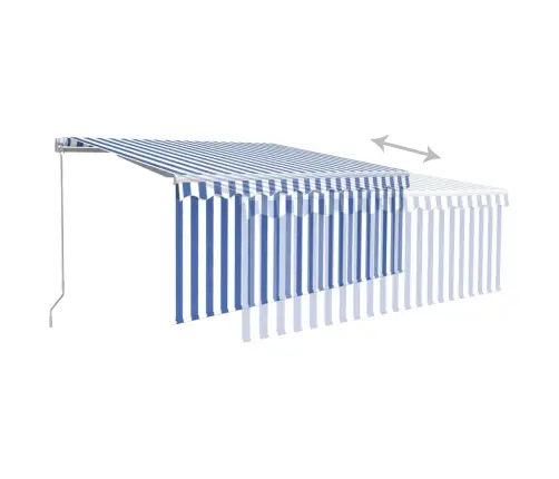 Izvelkama Markīze Ar Žalūziju Un Led, 3,5X2,5 M, Zili Balta   Vidaxl