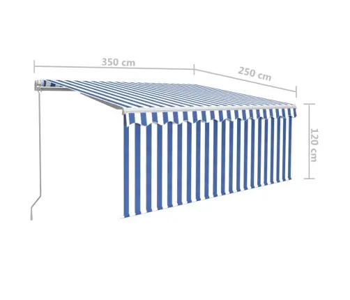 Izvelkama Markīze Ar Žalūziju Un Led, 3,5X2,5 M, Zili Balta   Vidaxl