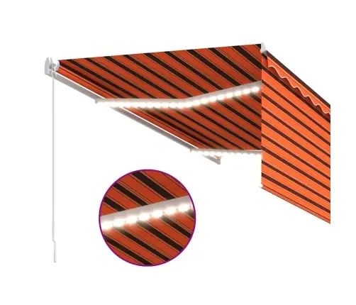 Izvelkama Markīze Ar Žalūziju Un Led, 3,5X2,5 M, Oranži Brūna   Vidaxl
