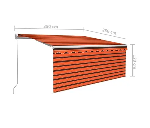 Izvelkama Markīze Ar Žalūziju Un Led, 3,5X2,5 M, Oranži Brūna   Vidaxl