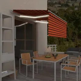 Izvelkama Markīze Ar Žalūziju Un Led, 3,5X2,5 M, Oranži Brūna   Vidaxl