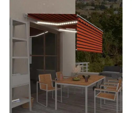 Izvelkama Markīze Ar Žalūziju Un Led, 3,5X2,5 M, Oranži Brūna   Vidaxl