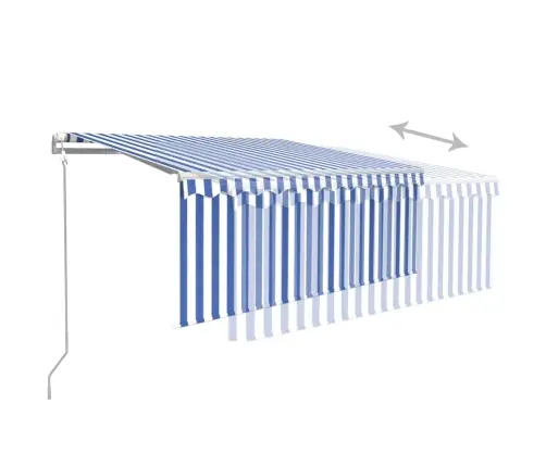 Markīze Ar Žalūziju, Led, Vēja Sensoru, 3,5X2,5 M, Zili Balta   Vidaxl