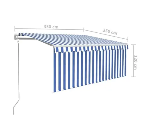 Markīze Ar Žalūziju, Led, Vēja Sensoru, 3,5X2,5 M, Zili Balta   Vidaxl