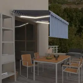 Markīze Ar Žalūziju, Led, Vēja Sensoru, 3,5X2,5 M, Zili Balta   Vidaxl