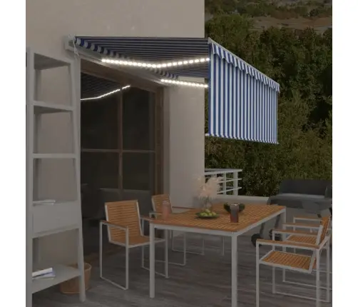 Markīze Ar Žalūziju, Led, Vēja Sensoru, 3,5X2,5 M, Zili Balta   Vidaxl